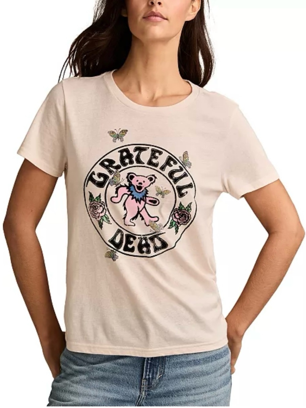 Lucky Brand Cream Grateful Dead Butterfly Graphic Tee